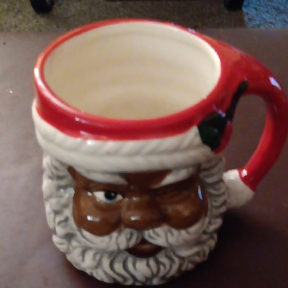 AFRICAN AMETICAN Santa Claus Holiday Mug - Red and White